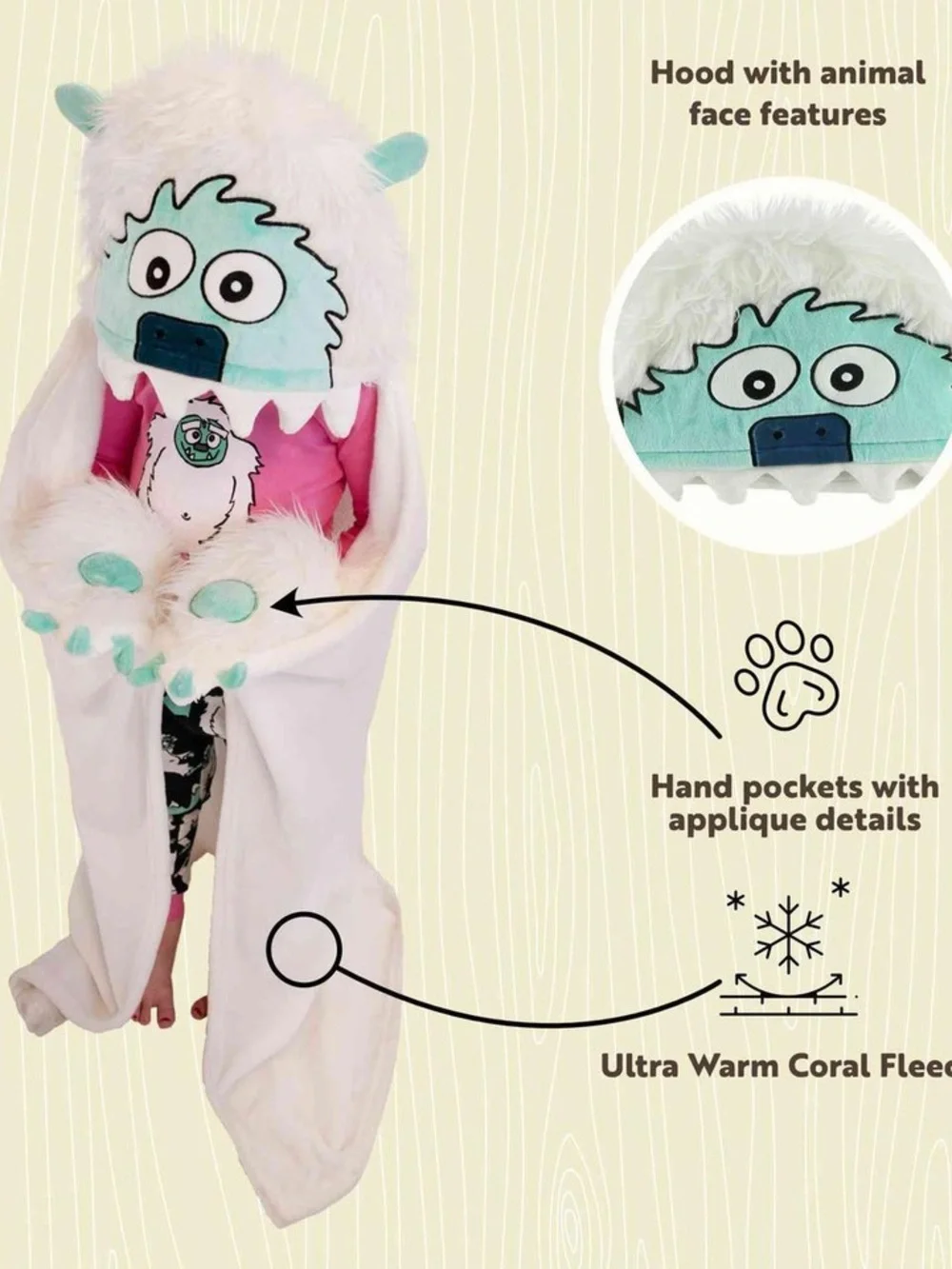 Lazy One Yeti Kid's Hooded Blanket